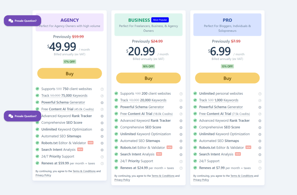 Rank Math Pricing